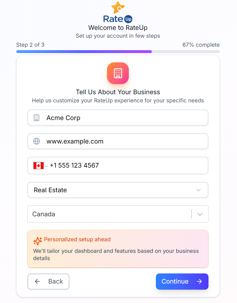 Account details form