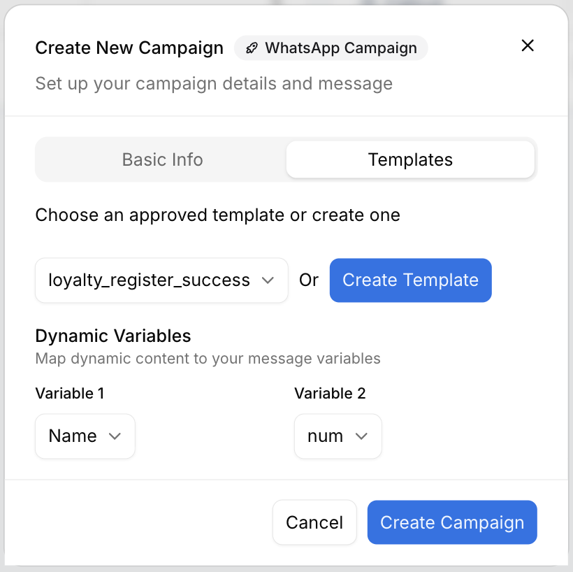 Campaign dynamic variables