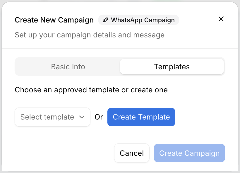 Broadcast campaign template selection