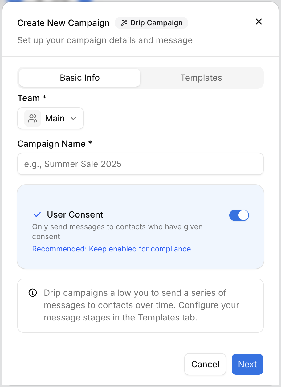 Drip campaign basic info