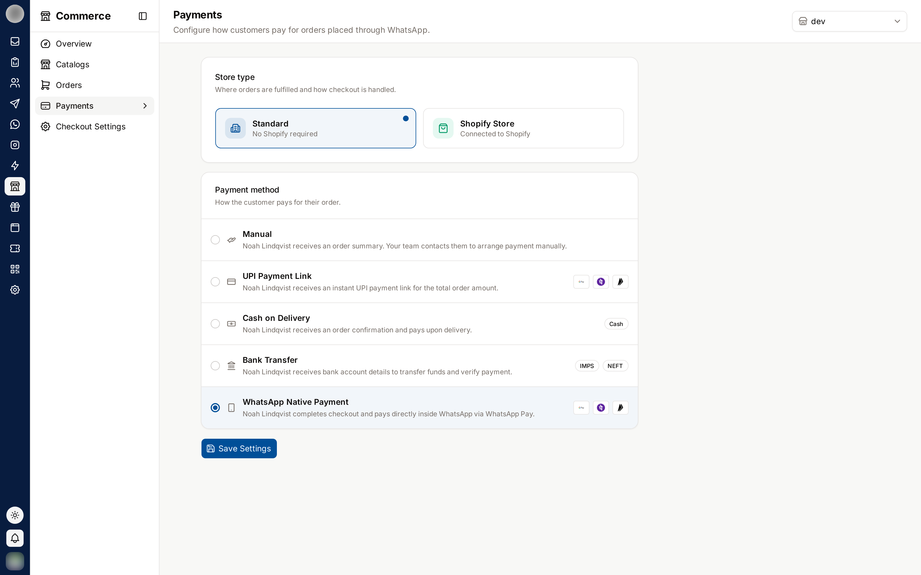 Payment configuration