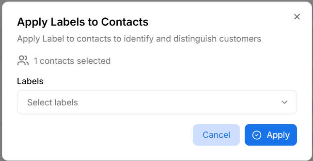Apply labels to contacts modal