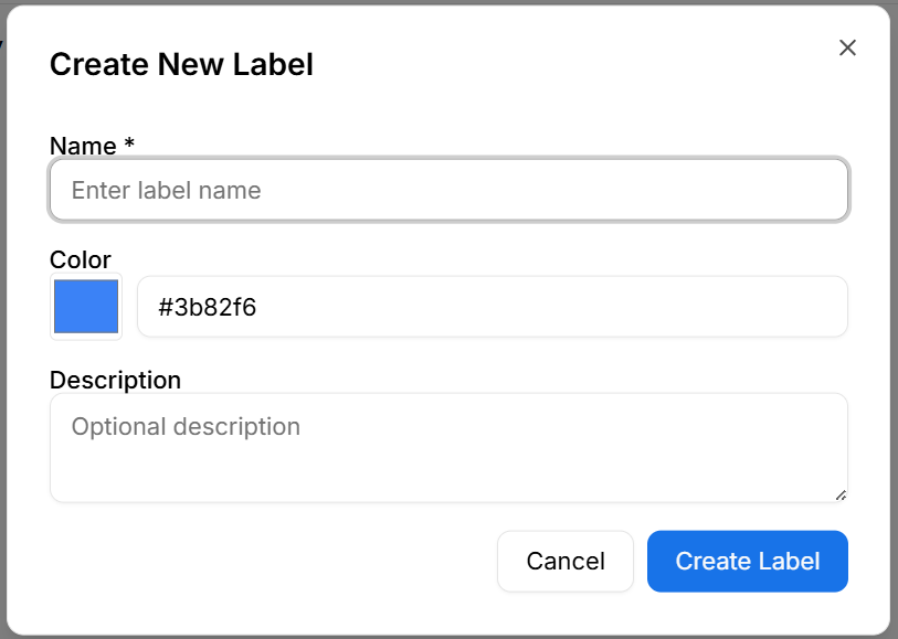 Create new label modal