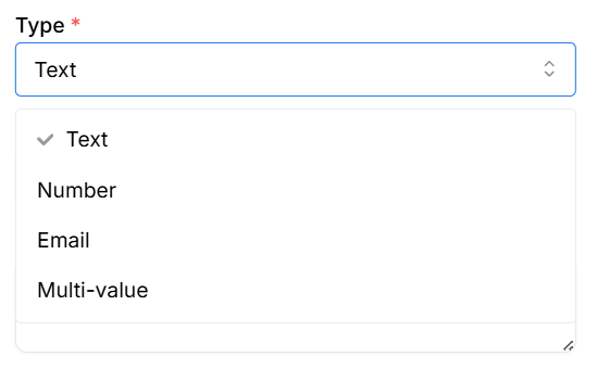 Custom field type options