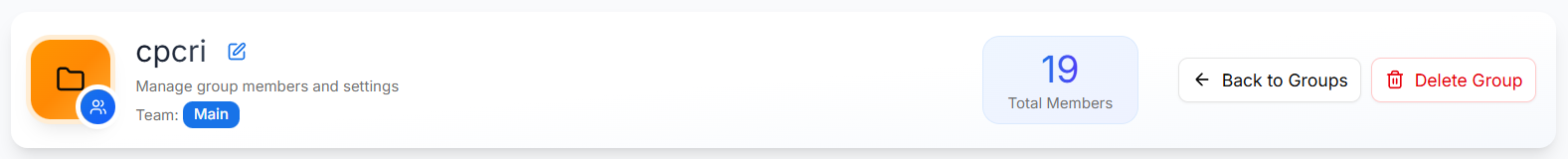 Group details header showing group name and total members