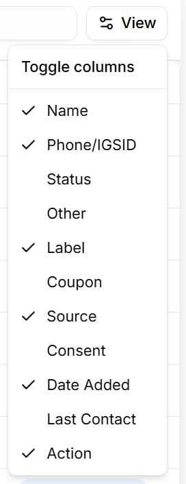 Toggle columns in group members list