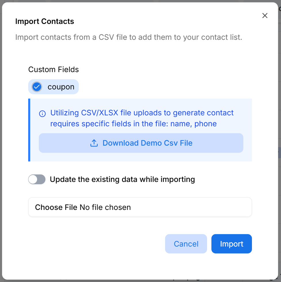 Import contacts modal