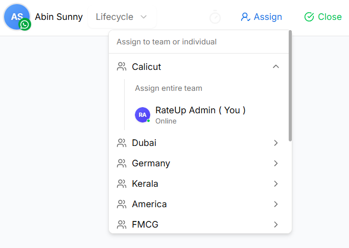 Assign to start the chat message