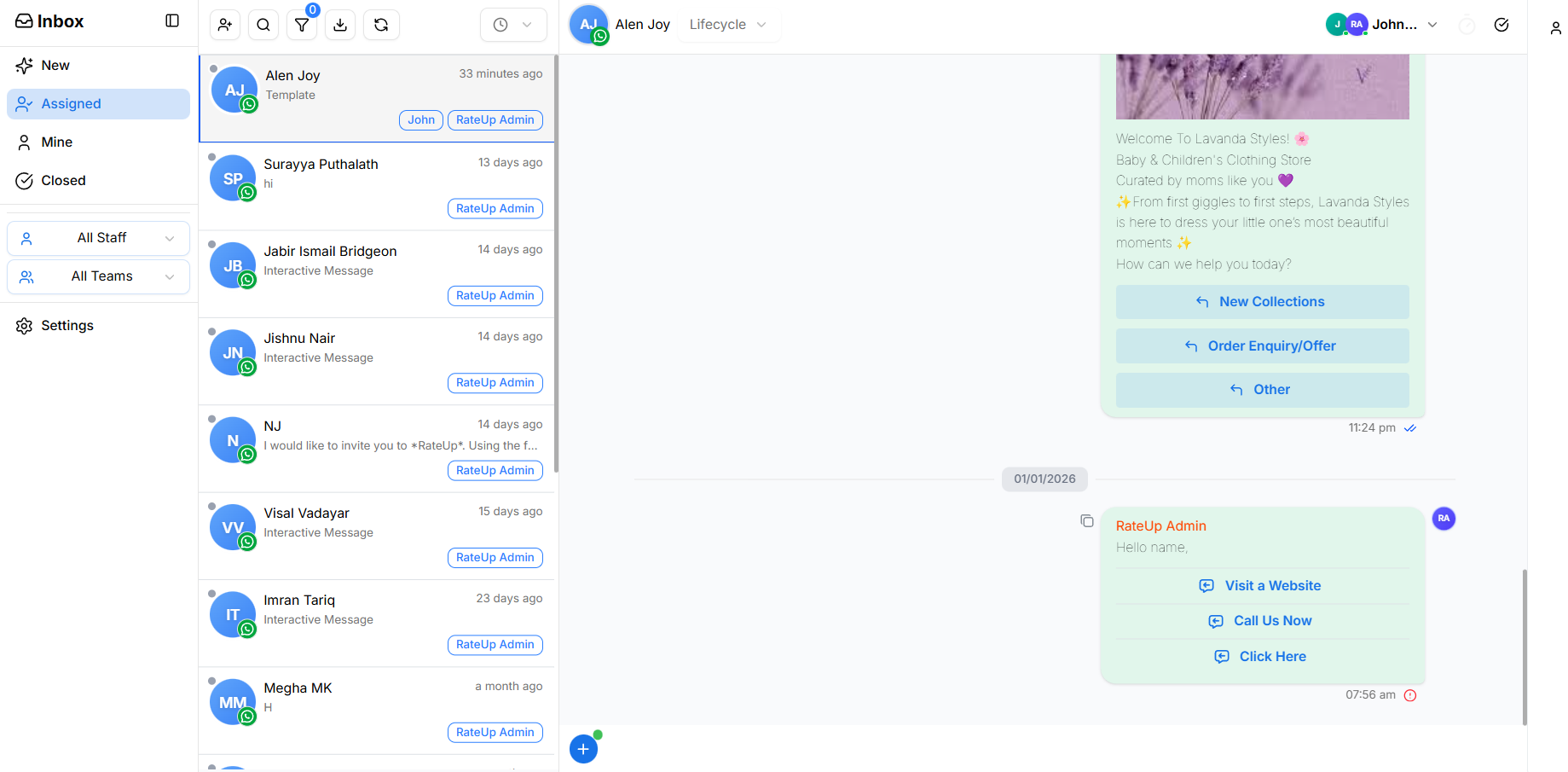 Open conversation in the Inbox