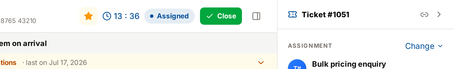 The clear-mention button appears only when you have an unread mention on the ticket