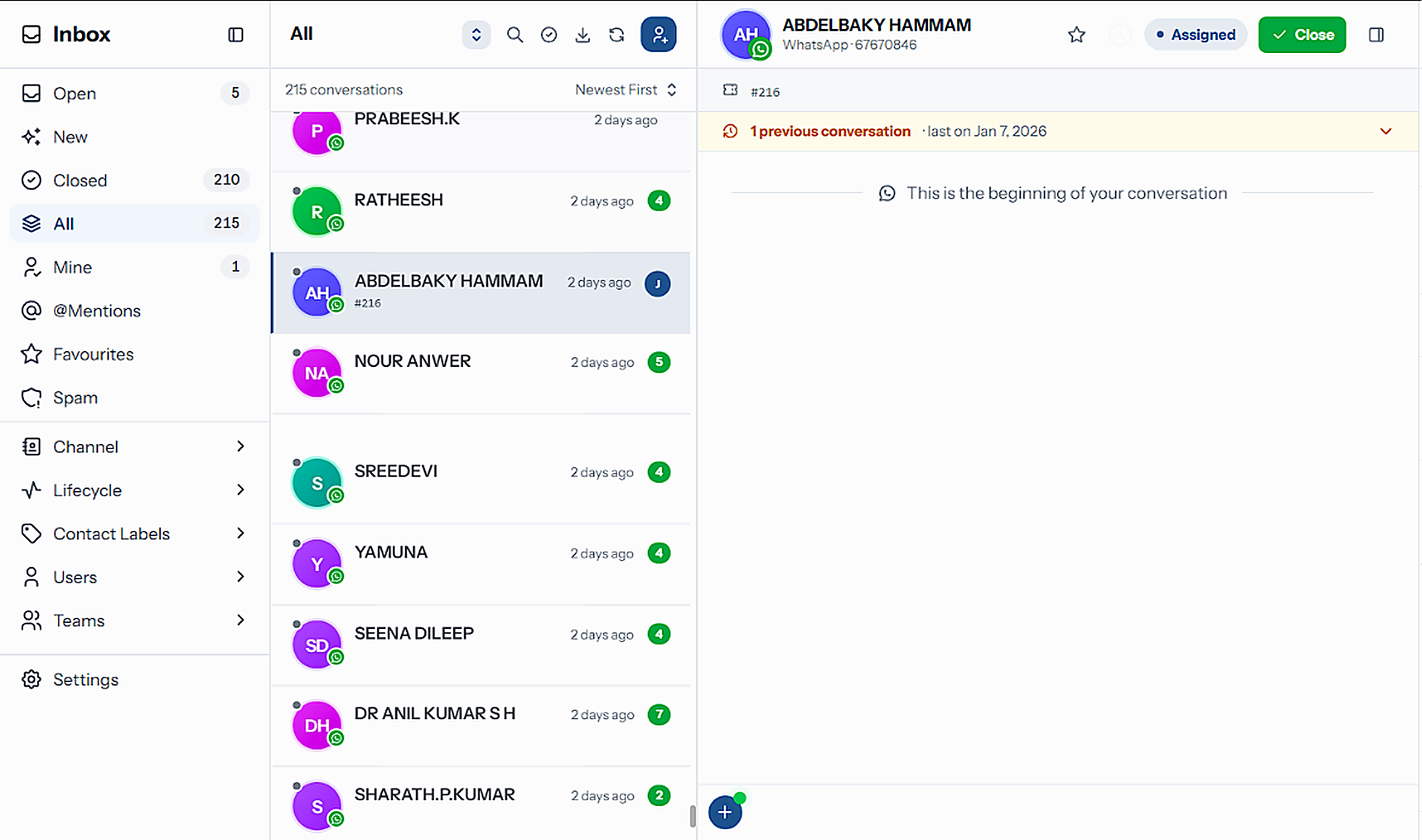 The conversation list in compact mode