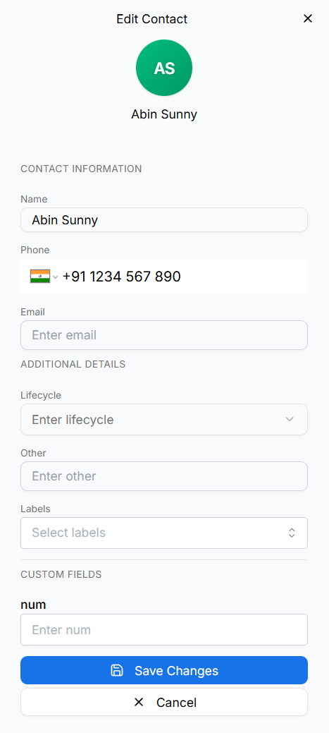 Edit contact details modal