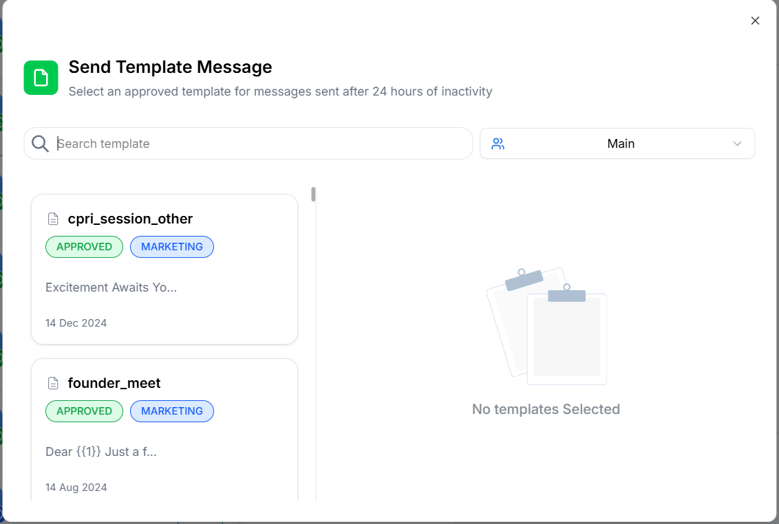 Sending a template within the 24-hour window