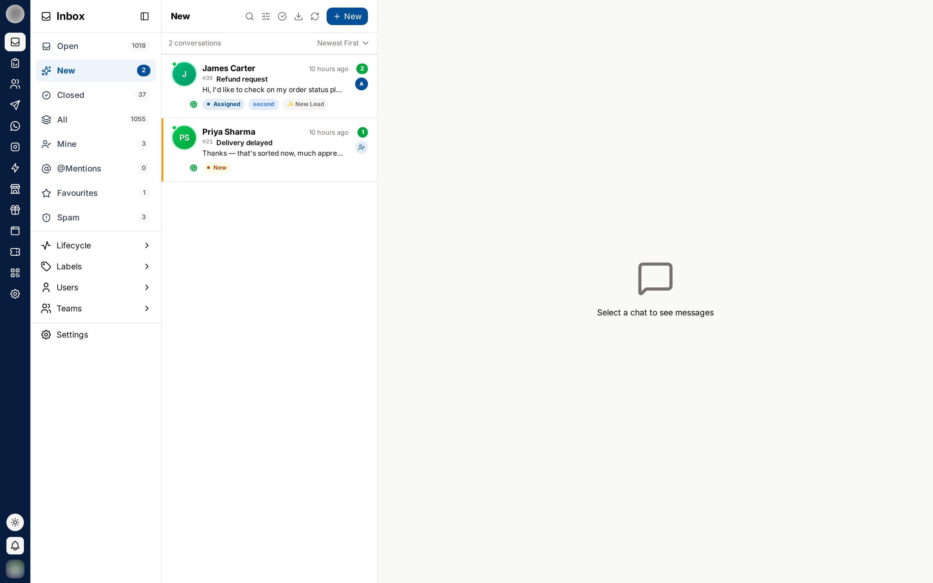 Unassigned tickets in the New view
