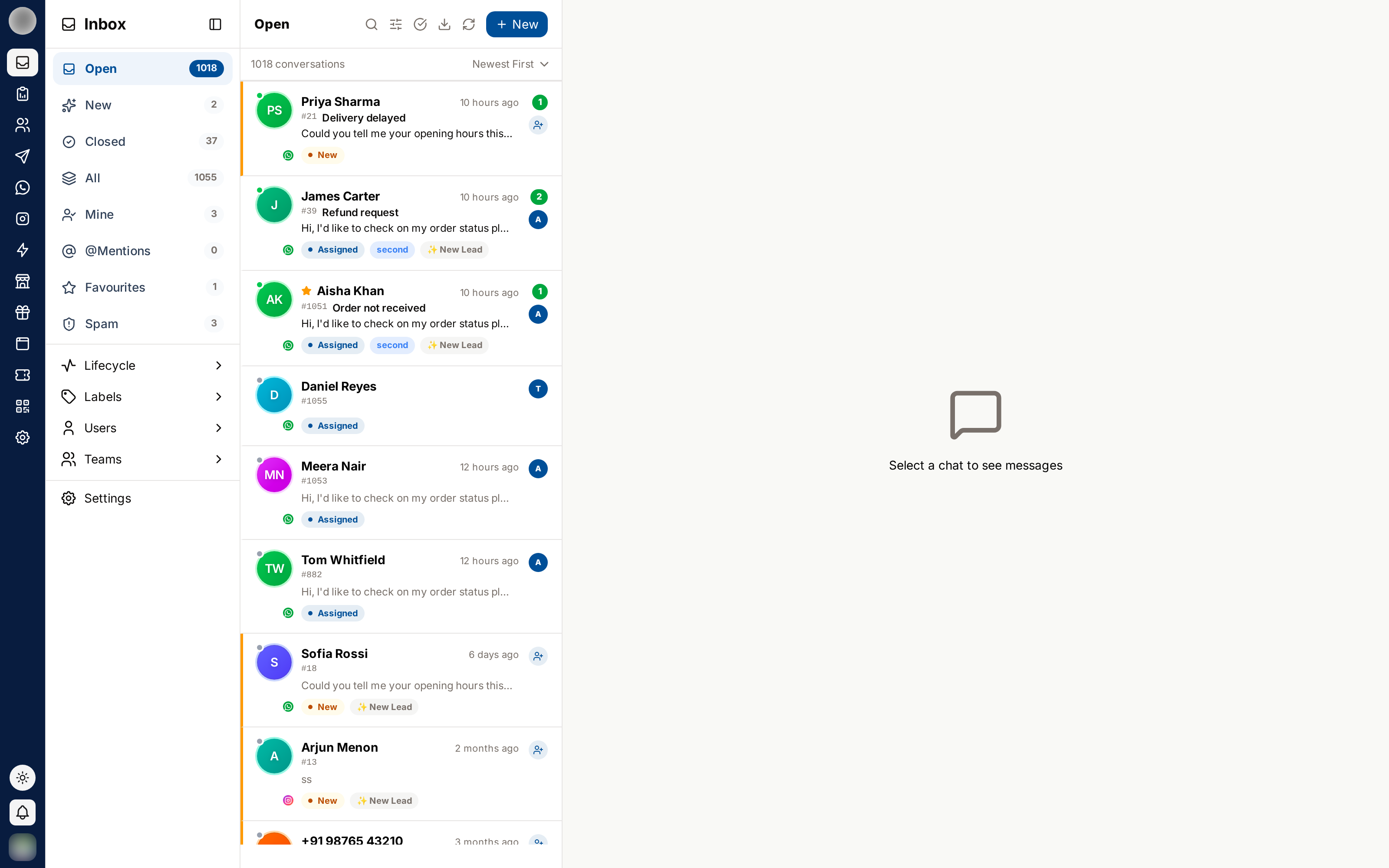 Assigned and unassigned tickets side by side