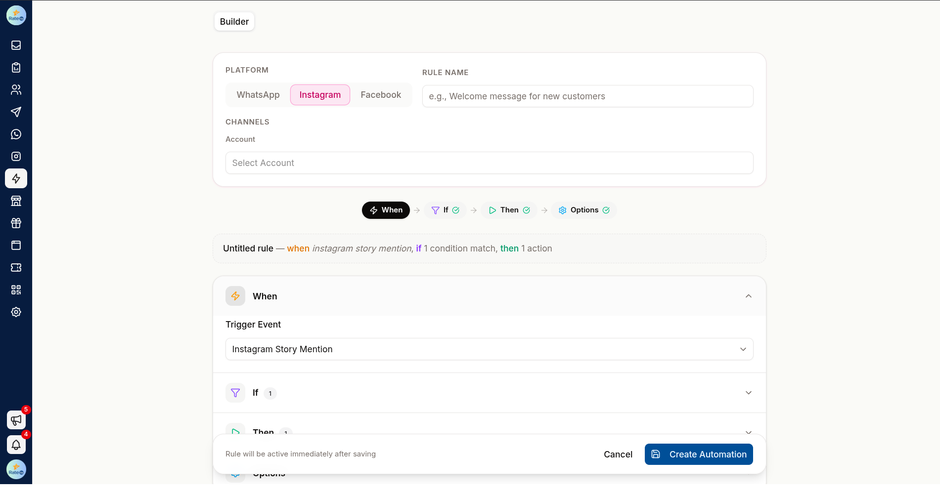 Story mention automations