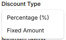 Coupon discount type options