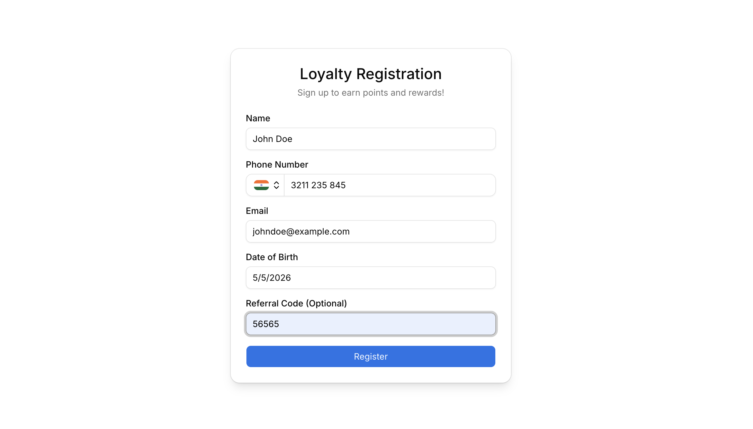 Customer Registration Form