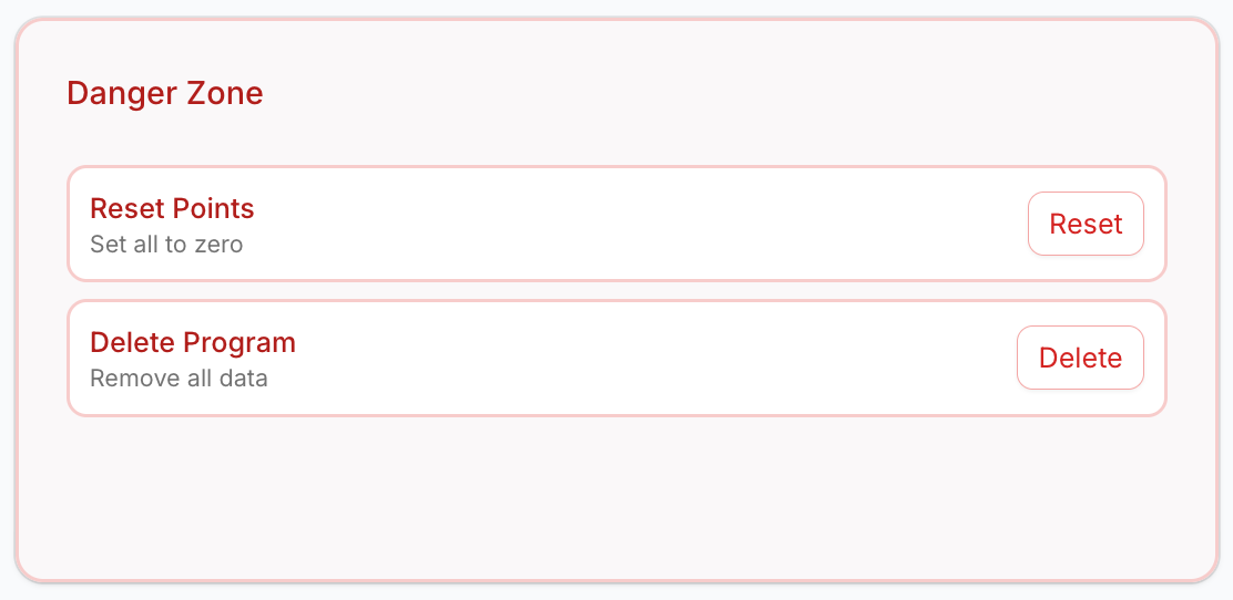 Danger Zone Settings