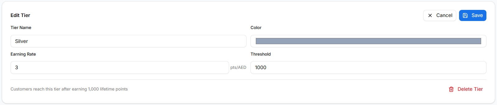 Edit tier configuration