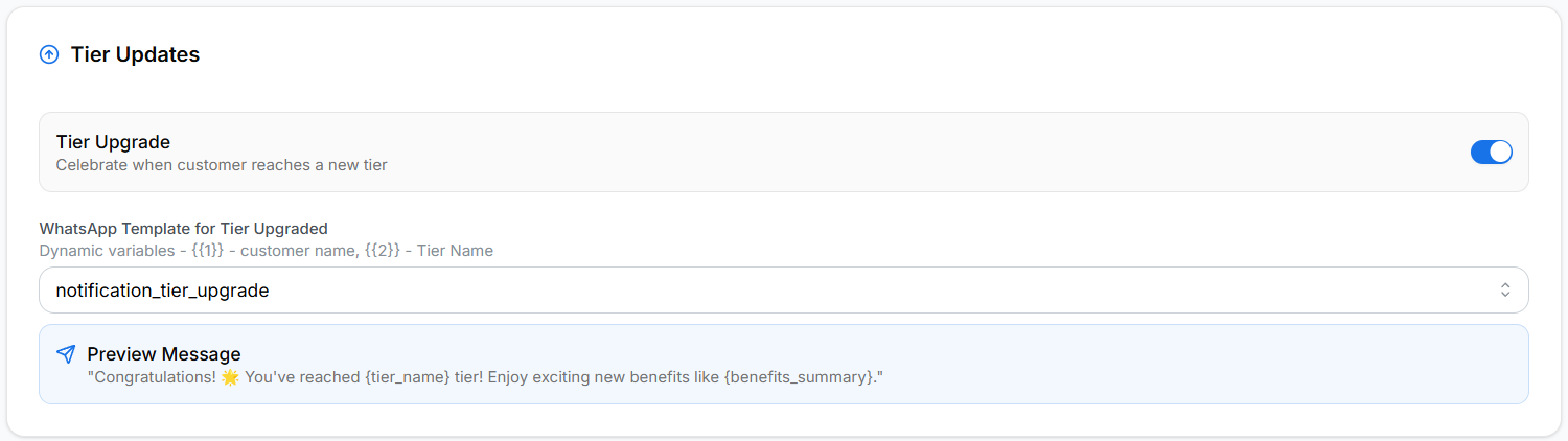 Tier update notification settings