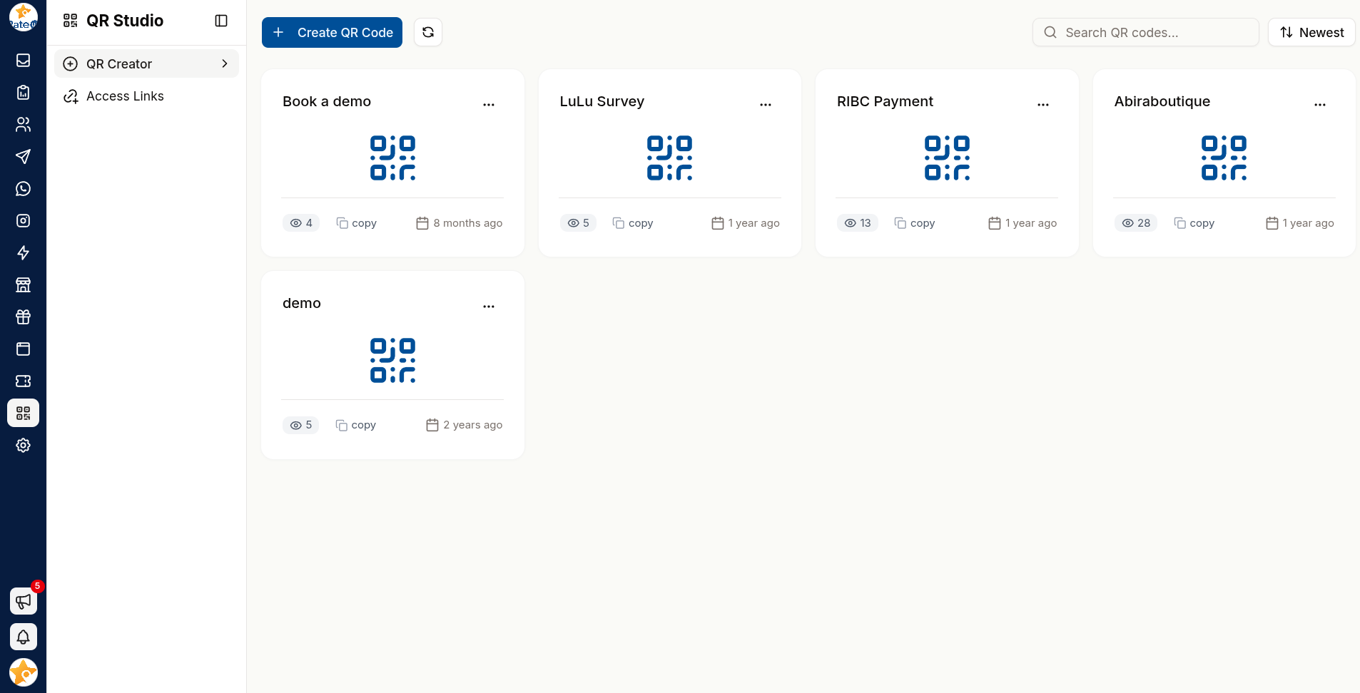 Your generated QR codes