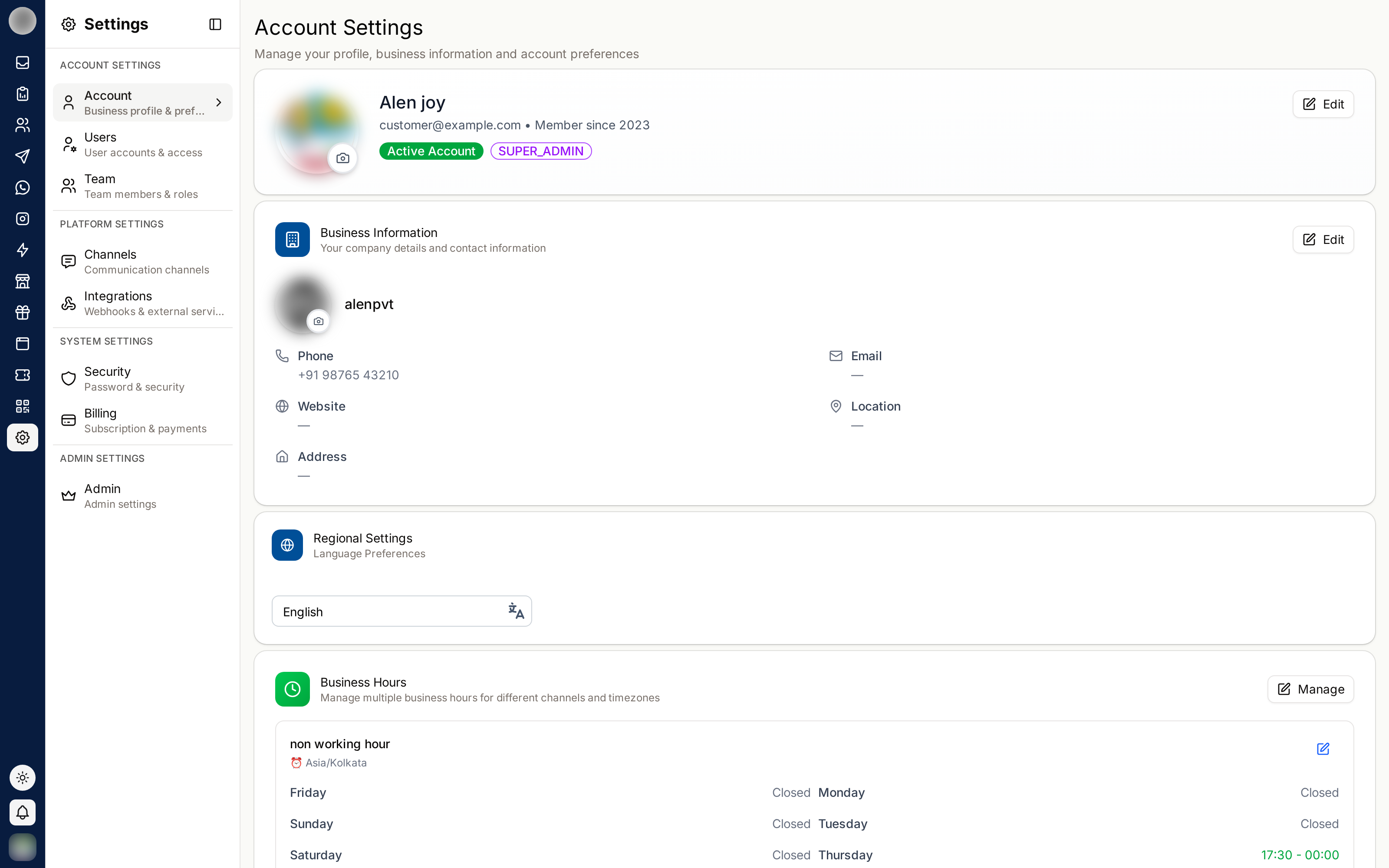 Account Settings