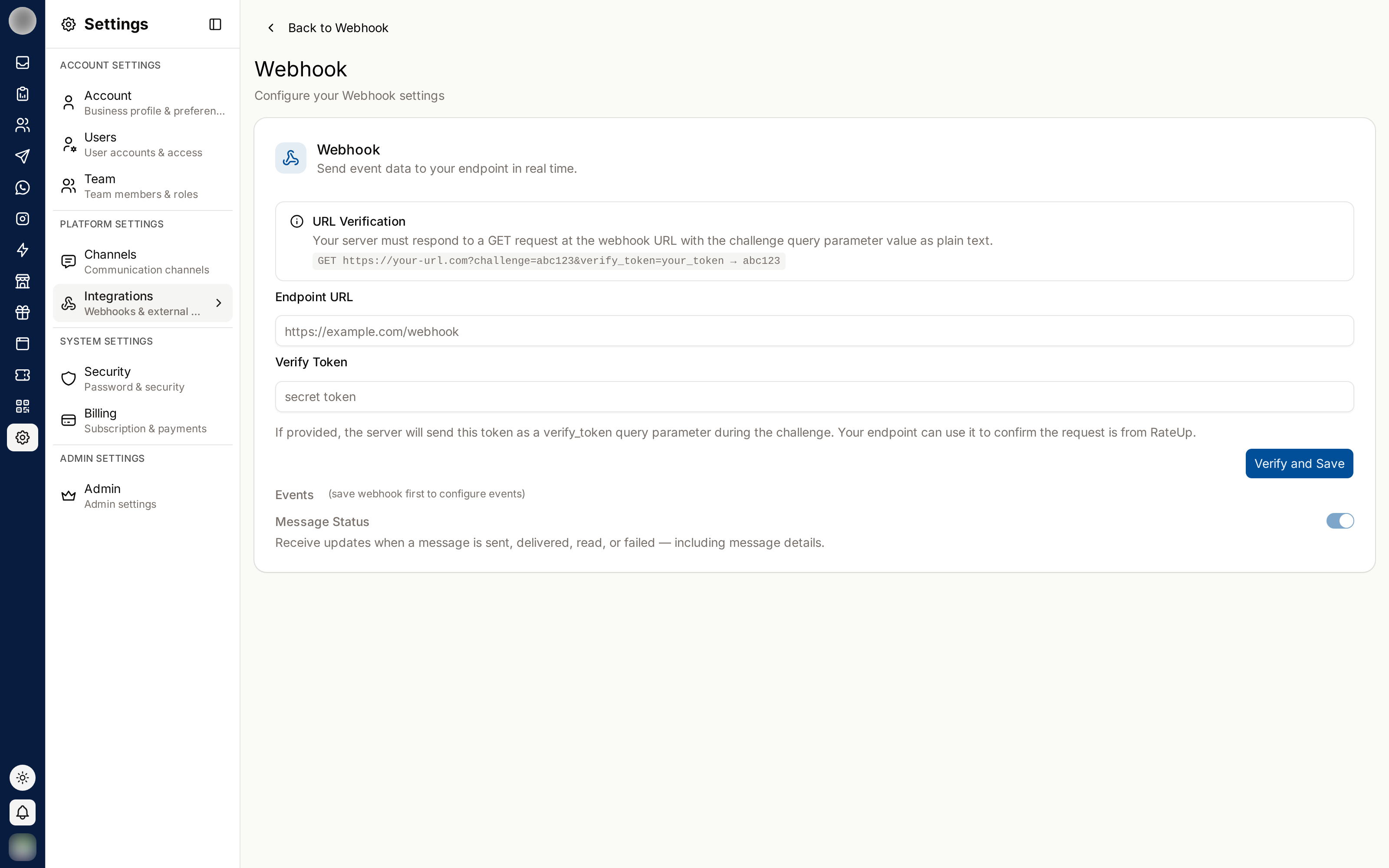 Configuring the organisation webhook