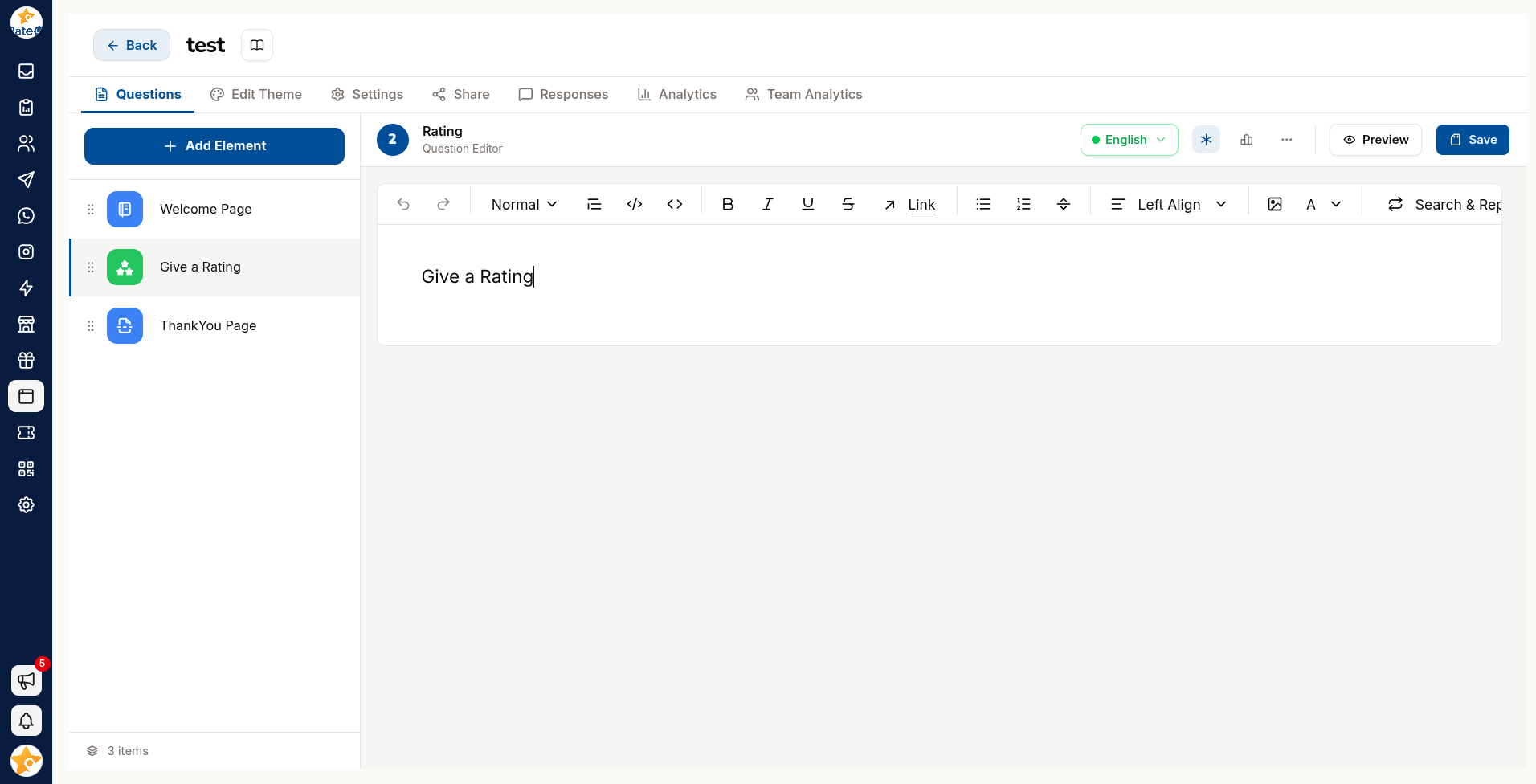 The form editor