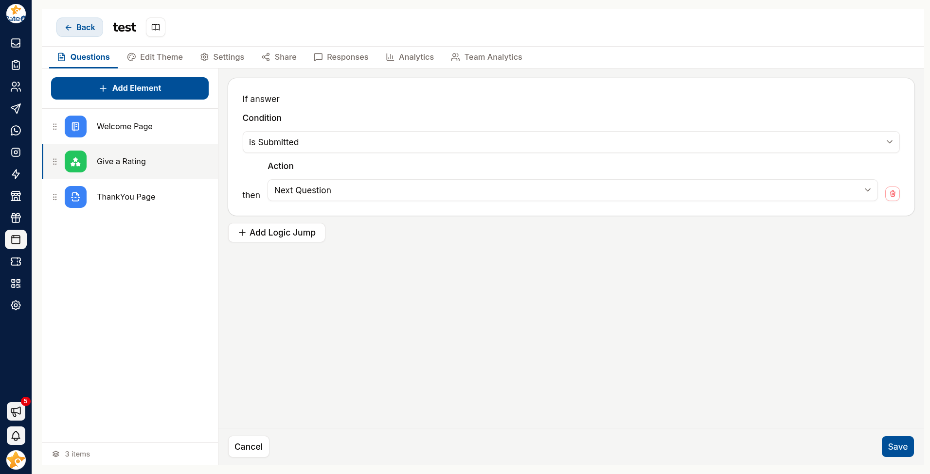 Configuring a logic jump