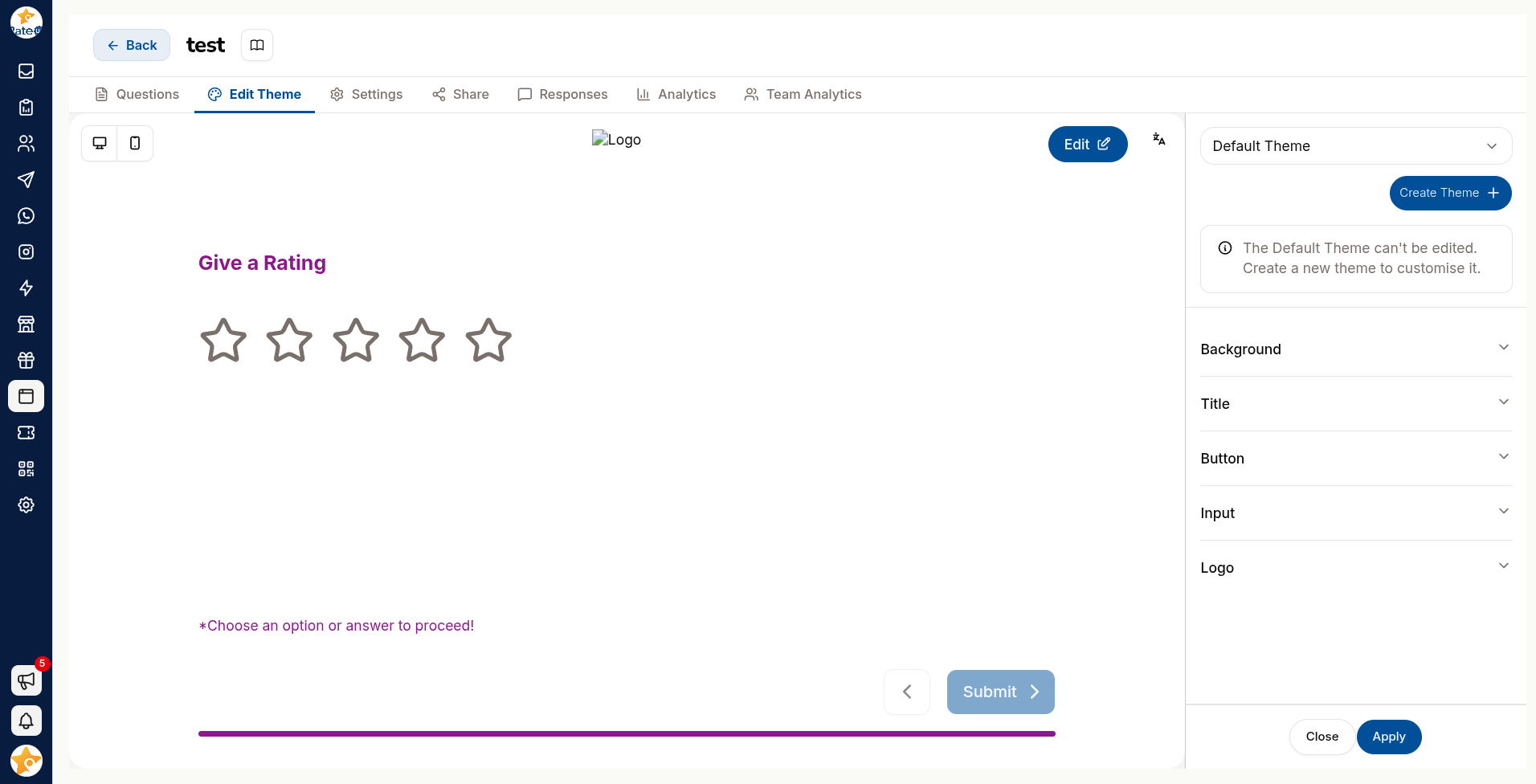 The theme editor