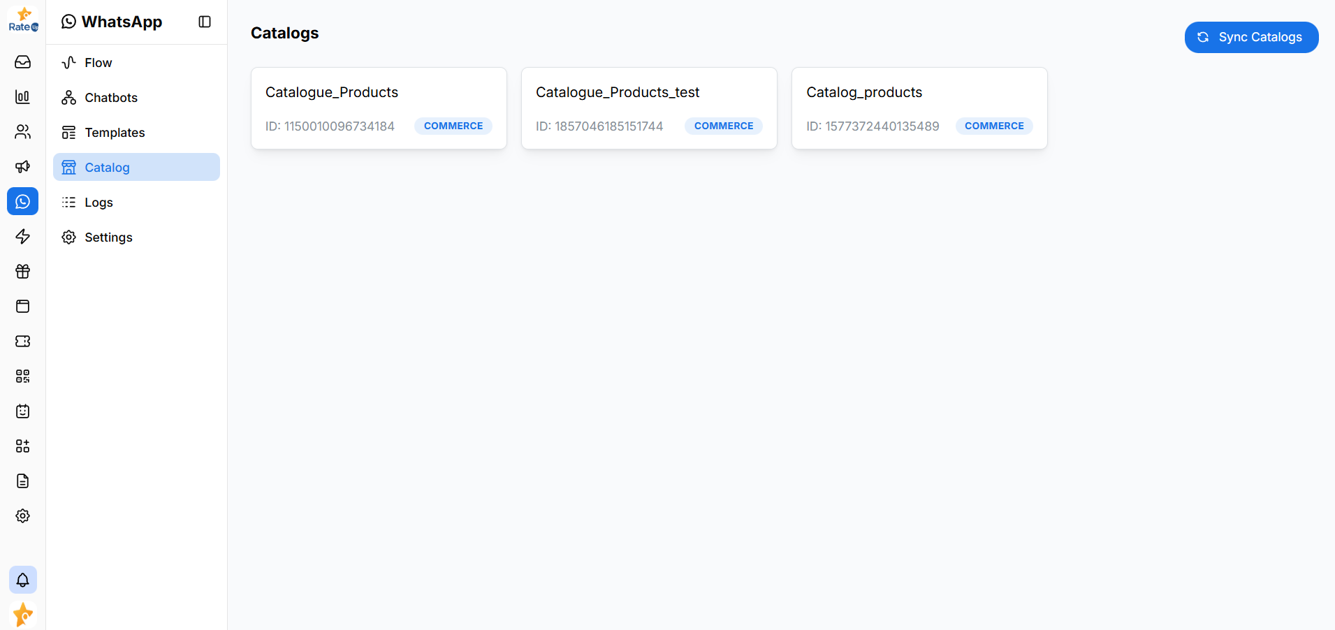 WhatsApp catalogs list