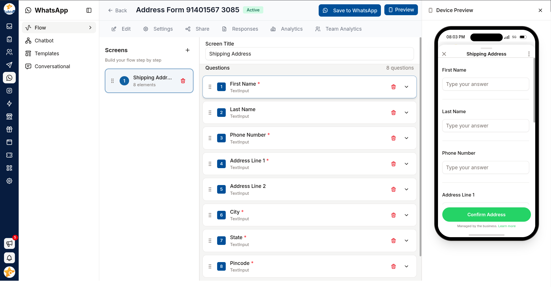 The flow editor