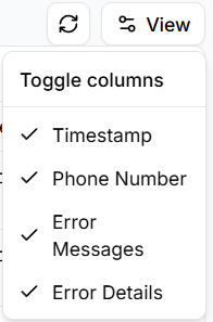 Toggle log table columns